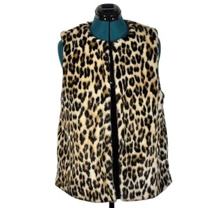 Talbots Leopard Print Faux Fur Vest Plush & Chic Size Medium Like New
